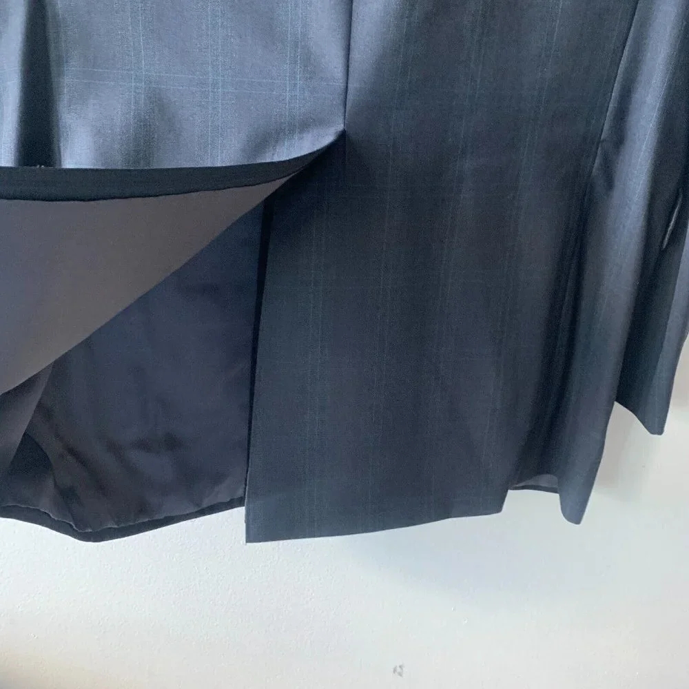 Norman Hilton Blazer Sport Coat‎ Men's 39L Wool Grey Plaid  Made in USA 2 Button